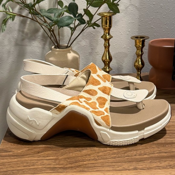 Mark Nason Women’s 10 Giraffe Print Neo Block Leather Platform Sandals Comfort - Picture 3 of 7